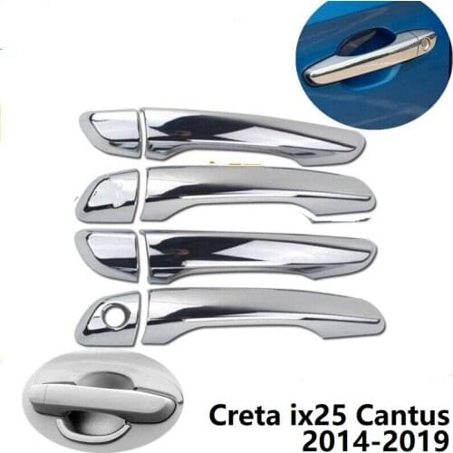 For Hyundai Creta Ix25 Cantus 2014-2019 Chrome Side Door Handle Cover Trim 8Pcs