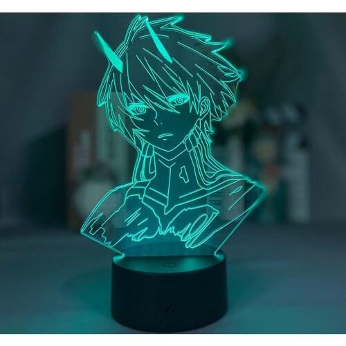 Acrylic Night Light 3D Illusion Nightlight LED Decorative Desk Lamp The FRANXX Anime Hiro Figure Room Decor Kids Birthday Gift
