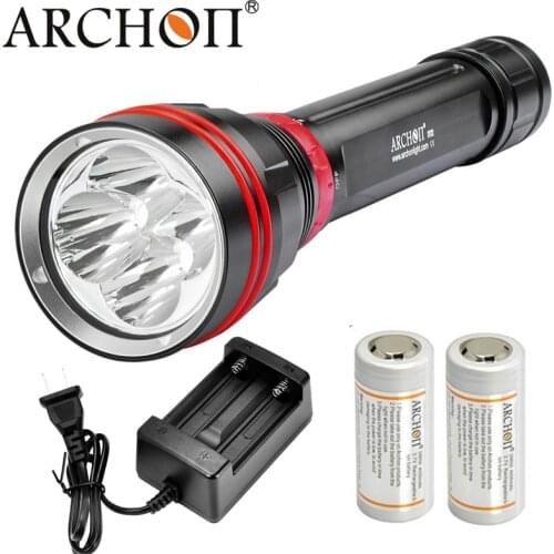 ARCHON DY02 WY08 Diving Flashlight 4* CREE XP-L max 4000 lumen underwater 100 Meter Dive Torch with 26650 battery charger