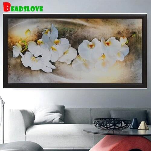 Large flower 5d diy Diamond Painting full square round drill 3d Diamond Embroidery mosaic diamond art picture orchid