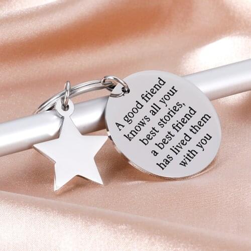 Best Friend Keychain Gifts A good friend knows all your best stories a best friend has lived them with you Friendship Gifts BFF