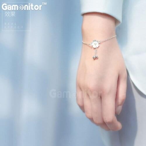 Sakura Chain With Cherry Blossoms Fashion Ball Dangle Pendant For Lady Girls Wedding Jewelry 925 Silver Charm Flower Bracelet