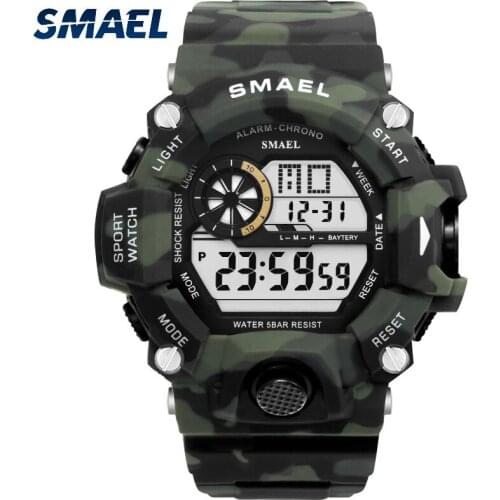 Fashion Men Sport Watch Luxury SMAEL Watches Stopwatch Countdown Digital Watch 50Bar Waterproof Military Watch Clock For Mens