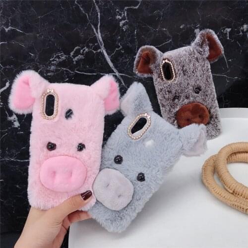 Case For Asus Zenfone 4V Selfie Pro 2 Laser 3 Go Live Max ZE554KL ZC554KL V520KL ZC520KL ZD553KL Pig Rabbit Fur Cover