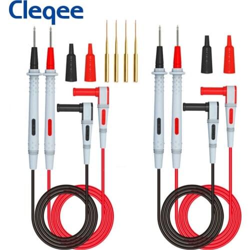 Cleqee P1505B Double Silicone Multimeter Probes 4mm Banana Plug Test Lead with Sharp Replacement Needles 1.5M 1000V/10A