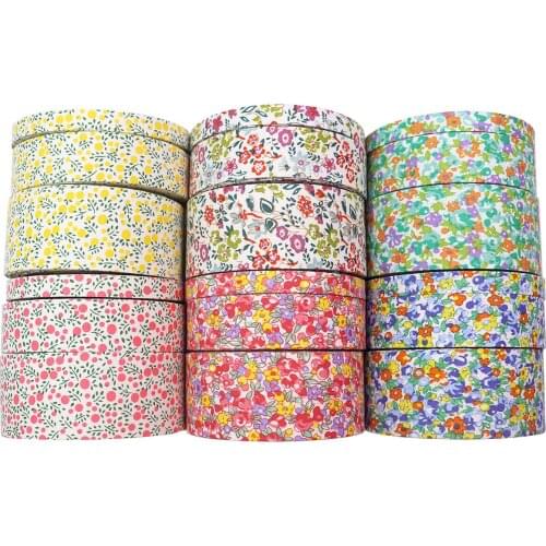 5 Yard printing double-sided thickening Wrapping Mobile Phone Straps Refreshing Floral pattern Decoration Ribbon Multiple sizes