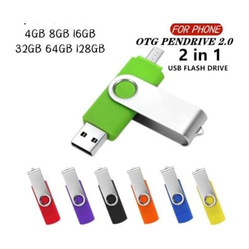 360° Rotate OTG USB Flash drive cle 64G USB 2.0 Smart Phone pen drive 4g 8g 16g 32g 128g micro usb memory storage devices U disk
