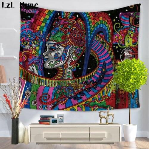 LzL Home Indian Mandala Tapestry Paintings Psychedelic Colorful Wall Hanging Tapestries Religion National Features Dorm Wall Art