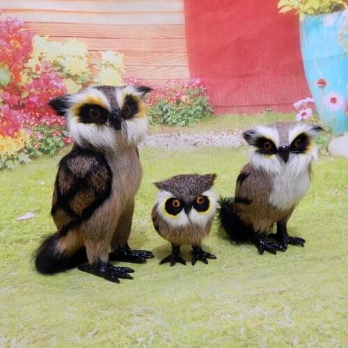 Simulation brown owl polyethylene&furs family owls one lot/3pieces model prop,home decoration Xmas gift w1519