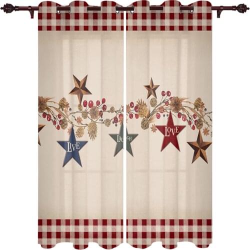 American Country Style Retro Red Plaid Modern Curtains for Living Room Luxury Window Treatments Bedroom Kitchen Curtains Drapes