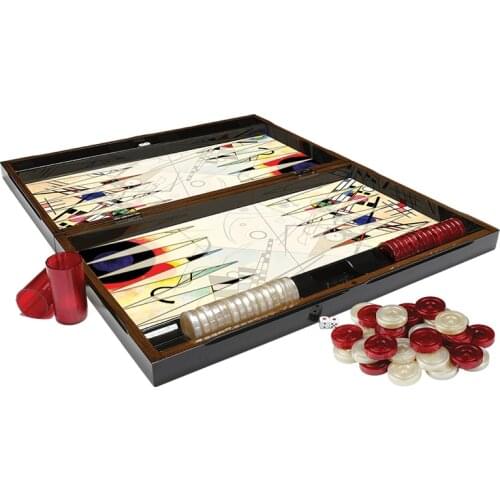 Classic Trendy Kandinsky Backgammon Set First Quality MDF Family Board Games Gift For Birthday Black Friday Female Male Friend