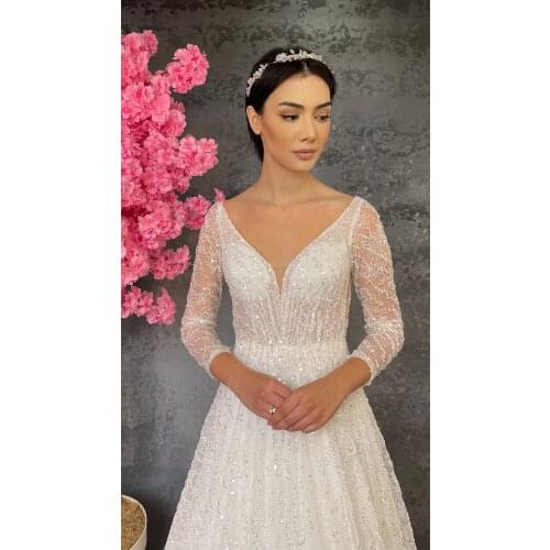 Full Lace Helen Wedding Dress Bridal Dress V - Neck Custom Design Evening Dress Quality Embroidered Fabric Bridesmaid Dresses