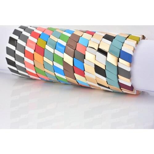 KSRA 2019 Fashion Enamel Rainbow Tile Bead Bracelet Factory Whole Handmade Stackable Bracelet for Women Jewelry Gift