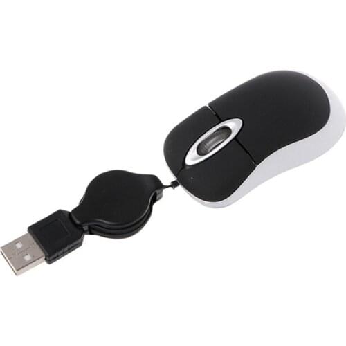 Mini Optical USB Scroll Mouse Mice Retractable Cable For Laptop PC Computer Notebook Optical sensor 800dpi