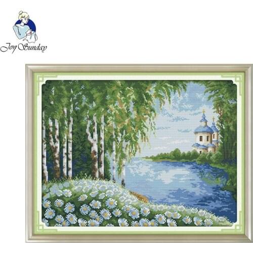 Joy Sunday DIY cross stitch kits sets handmade needlework chinese embroidery White birch trees patterns Cross-Stitching painting