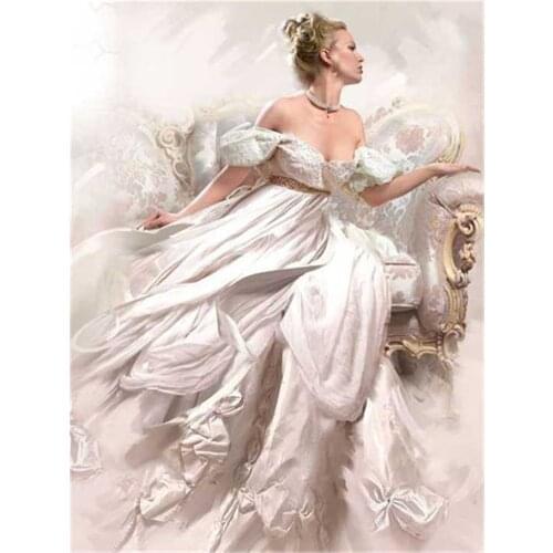 Portrait Woman Pre-Printed 11CT Cross Stitch DIY Embroidery Set DMC Threads Painting Handiwork Handicraft Needlework Counted