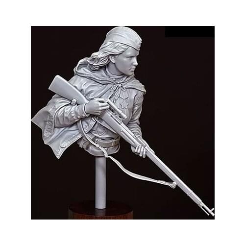 Unassambled 1/10 ancient woman officer bust Resin figure miniature model kits Unpainted