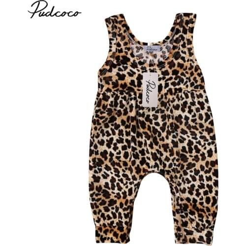 2018 Brand New Cute Newborn Toddler Infant Baby Girl Leopard Vest Romper Jumpsuit Harem Pants Sleeveless Sunsuit Outfits Clothes