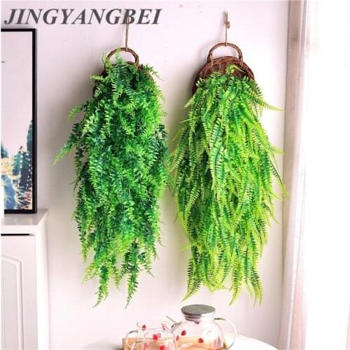 Persian fern Leaves Vines Room Decor Hanging Artificial Plant Plastic Leaf Grass Wedding Party Wall Balcony Decoration Garland