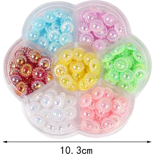 11mm flat sun flower AB color imitation pearl accessories DIY craft clothing Hairpin bow decoration materials bead