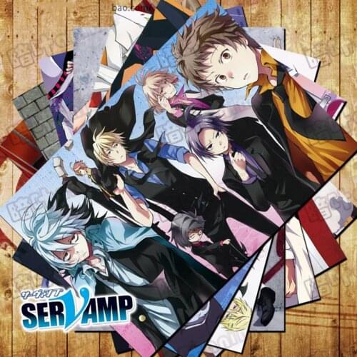 10 PCS/LOT Anime SERVAMP Poster Postcard Toy Mahiru Sleepy Ash Kuro Hyde Tsubaki Sakuya Wall Pictures Gift Card Stickers