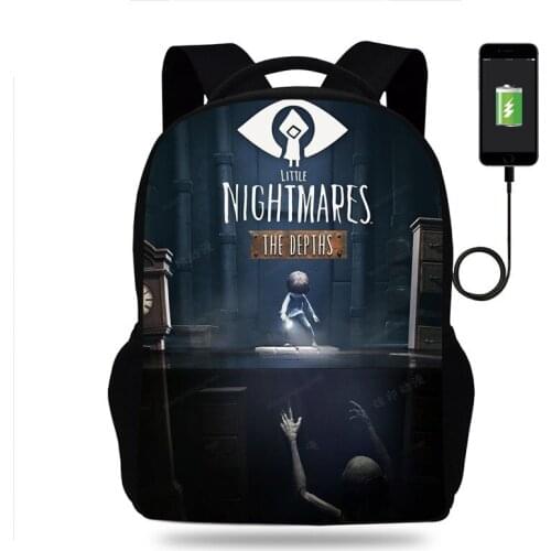 Little Nightmares USB Charge Backpack Students School Book Bags Men Women Bookbags Games Travel Shoulder Mochilas