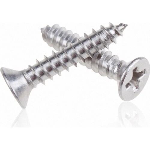 20Pcs M3 M4 M5 GB/T84 Phillips Flat Head Self Tapping Screws Countersunk Sheet Chipboard Screws 304 Stainless Steel 10-30mm