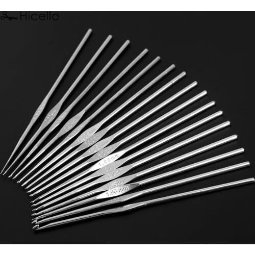 1PC Metal Crochet Hook Knitting Needles Silver Metal 16 sizes Hand Woven tool Durable Single hook Lace Crochet