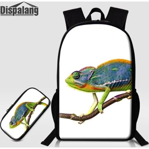 Boy New Shoulder Bag 2 PCS Bags Set Animal Lizard Backpack To School Pencil Case Children Bookbag Pack Bagpack Primary Mochilas