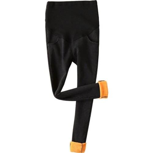 Thicken Velvet Denim Jeans Maternity Leggings Pants For Pregnant Women Trousers High Waist Skinny Stretch Leggings Winter Pants