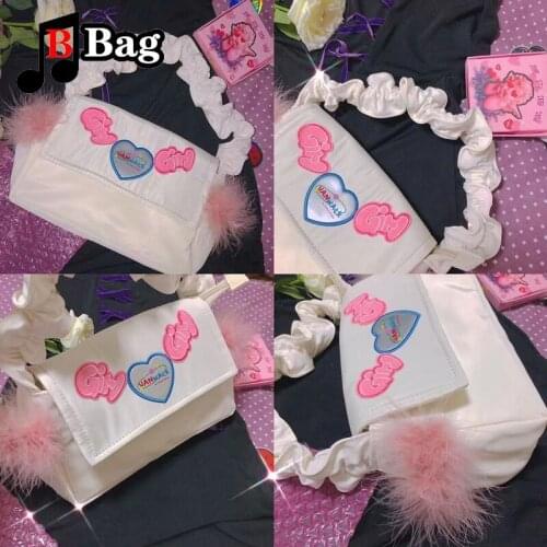 Japanese Lovely sweet Handbag Plush lolita girl millennium love lace student cartoon messenger bag shoulder underarm bag