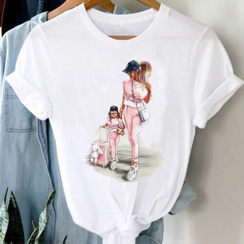 T-shirts Women Printing Clothing Watercolor Daughter Mom Mother Mama Clothes Graphic Tshirt Top Lady Print Female Tee T-Shirt