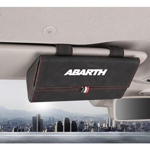 1pc Auto Accessories for Fiat Abarth Flocking Auto Sunglasses Case Holder Organizer Car Glasses Box Storage Holder