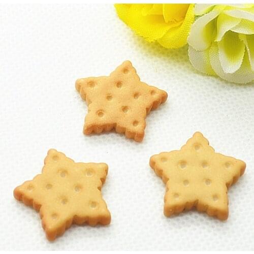 10PCS 22mm Cute star Resin biscuit Flatback Cabochon Miniature Food Art Supply Decoration Charm Craft DIY