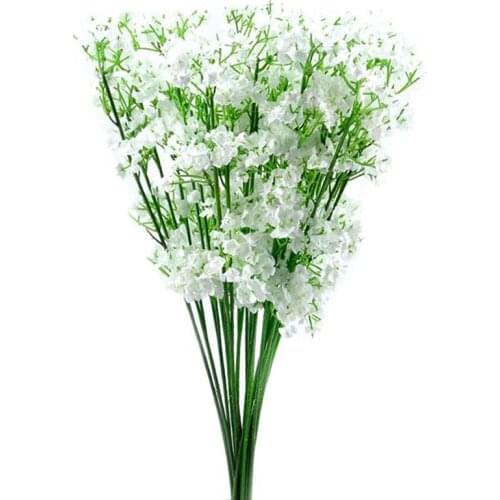 12 Stems Artificial White Gypsophila Silk Flower Bunch Babys Breath