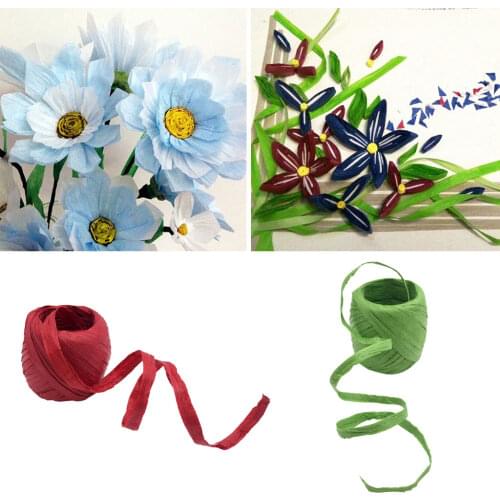 2 Rolls Raffia Twine Raffia Paper Ribbon String Paper Gifts Packing Ribbon for DIY Crafts ( RED & GREEN), Each Roll 20 Meters