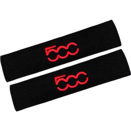 2PCS Car Safety Belt embroidery pattern covers seat belt case for fiat punto abarth 500 stilo ducato palio bravo doblo