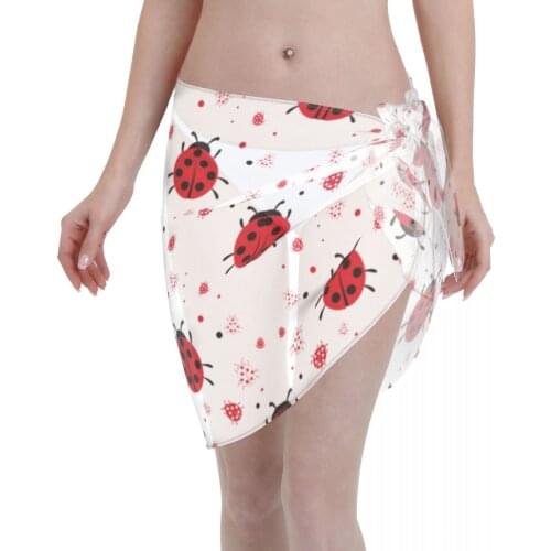 2021 Women Swimwear Pareo Scarf Bikini Cover-Ups Wrap Kaftan Sarong Beach Sexy Skirts Cute Ladybugs Swimsuit Cover-Ups