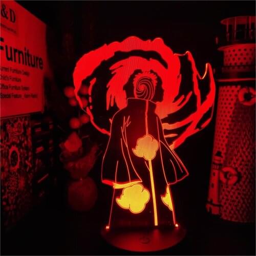 Naruto 3D Lamp Obito Sharingan Anime Figure Night Light LED Home Decoration Lampara Bedroom Decor Manga Lampe Kids Gifts Lights