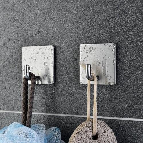 5pcs Bathroom and kitchen hooks Door Wall Hanger Wall Hooks Hanger Self Adhesive Robe Towel Hook 304 Stainless Steel genuine