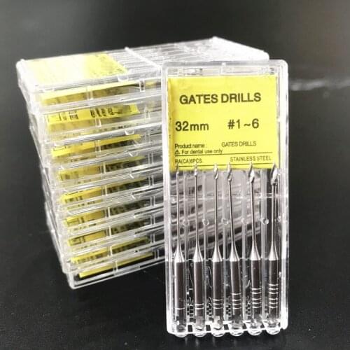 6pcs/pack Dental PEESO REAMERS & Gates drills Glidden Stainless Steel Endodontic Root Canal Instrument 32mm #2