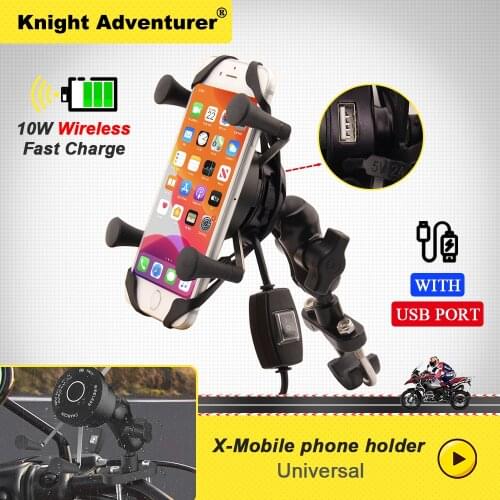 Wireless Motorcycle Bike Mobile Phone Holder With USB Charger Waterproof QC3.0 Fast Charging Bracket Support Moto Phone Holder