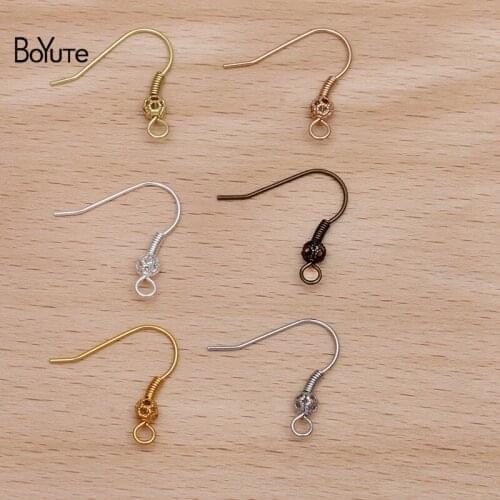 BoYuTe (100 Pieces/Lot) 19*19MM Metal Brass Ear Hook Earring Hooks with Flower Ball Diy Handmade Jewelry Accessories