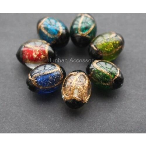 10pcs/lot 17*11mm Oval shape large glass lampwork beads Multi-color charm beads wholesale high quanlity