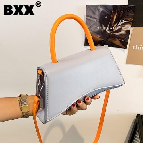 [BXX] Simple PU Leather Crossbody Bags For Women 2021 Summer Branded Shoulder Bag Handbags Trending Luxury Travel Hand Bag HU647