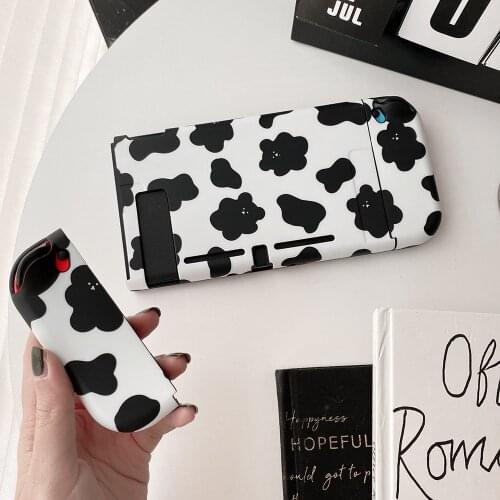Black White Cow Grain Cute Design Gamepad Split Switch Shell Soft Protective Case For Nintendo Switch Cover