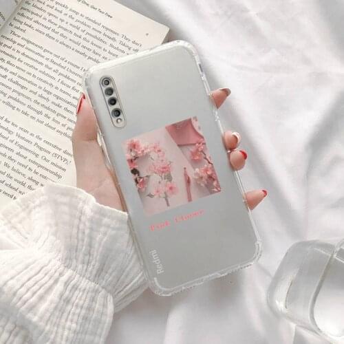 Flower Summer Pink Phone Case Transparent For Xiaomi Redmi K30 10T 10X 9 9A 8 8A 7 7A 6 K40 T S PRO 5G