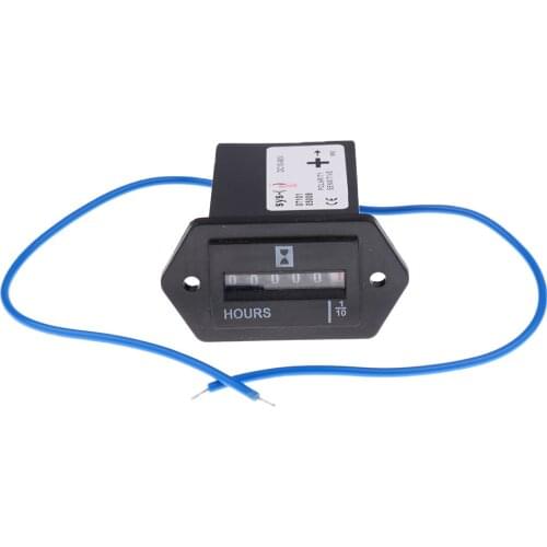 DC/AC 10-80V 6-Digit Quartz Hour Meter Gauge w/ Wire for Car Boat Engine