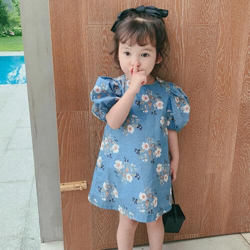 Childrens Clothing Girls' Summer Dress 2021 New Western Style Childrens Net Red Dress Baby Floral Princess Dress Thin