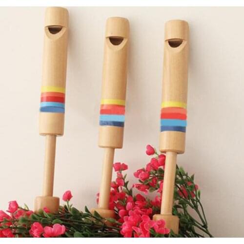 Baby Toys Pull Wooden Flute Whistle Diacritical Piccolo Log Color Wooden Childrens Educational Musical Instrument Toys
